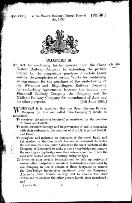 Great Eastern Railway (General Powers) Act 1893