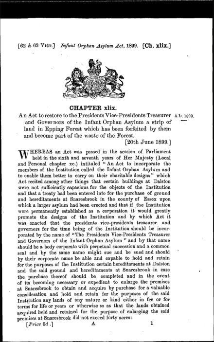 Infant Orphan Asylum Act 1899