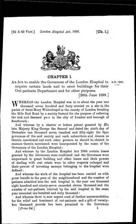 London Hospital Act 1899