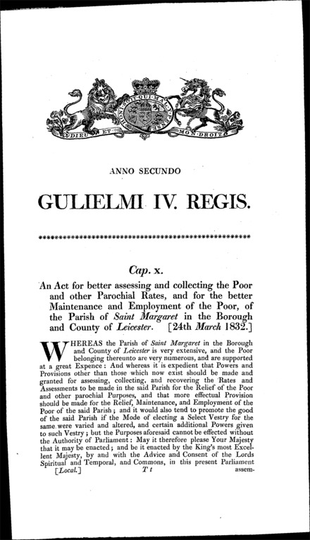 Leicester Rates and Poor Relief Act 1832