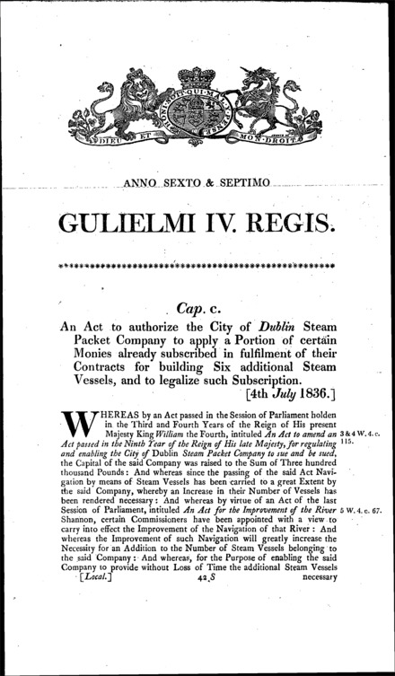 Dublin Steam Packet Act 1836