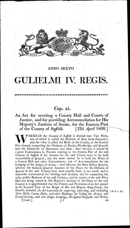 Ipswich Assizes Act 1836