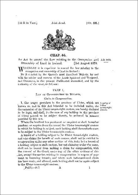 Landlord and Tenant (Ireland) Act 1870