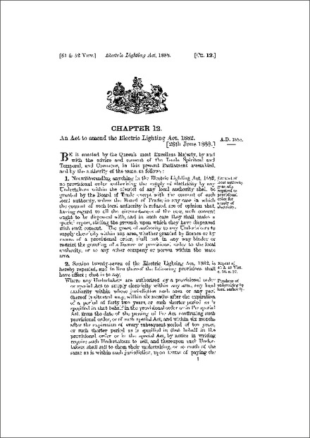 Electric Lighting Act 1888