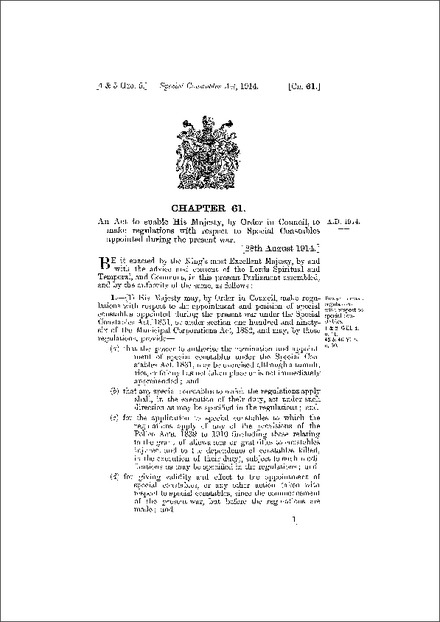 Special Constables Act 1914