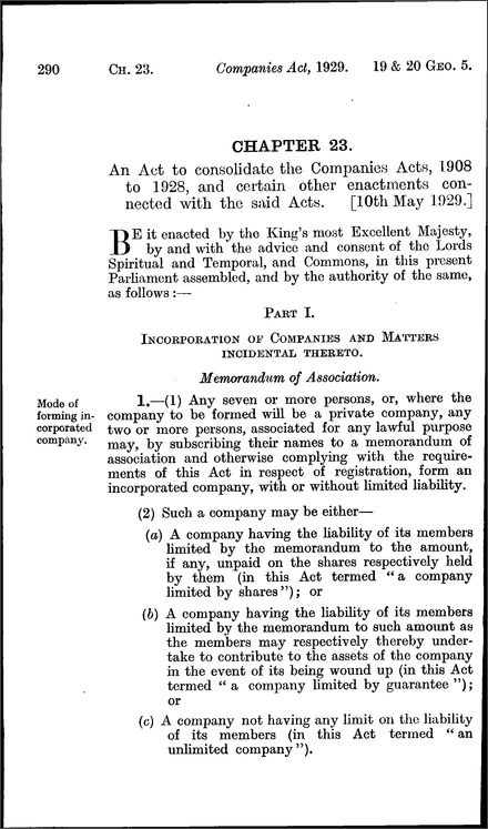 Companies Act 1929
