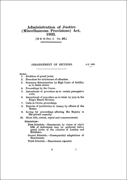 Administration of Justice (Miscellaneous Provisions) Act 1933