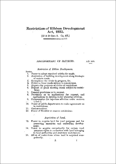 Restriction of Ribbon Development Act 1935