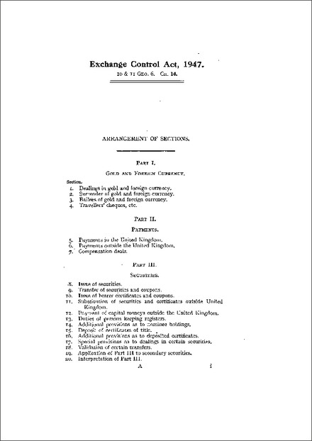 Exchange Control Act 1947