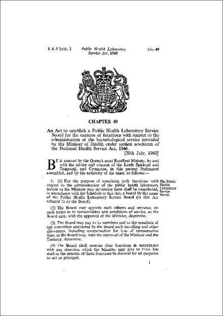 Public Health Laboratory Service Act 1960
