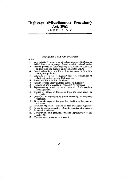 Highways (Miscellaneous Provisions) Act 1961