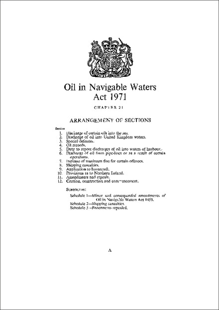 Oil in Navigable Waters Act 1971