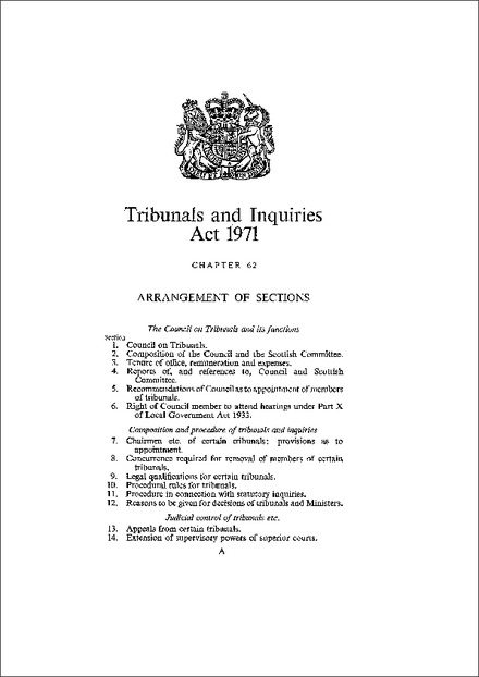Tribunals and Inquiries Act 1971(repealed 1.10.1992)