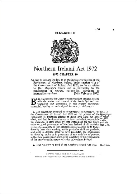 Northern Ireland Act 1972