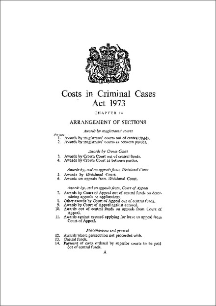 Costs in Criminal Cases Act 1973