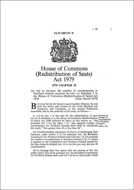 House of Commons (Redistribution of Seats) Act 1979