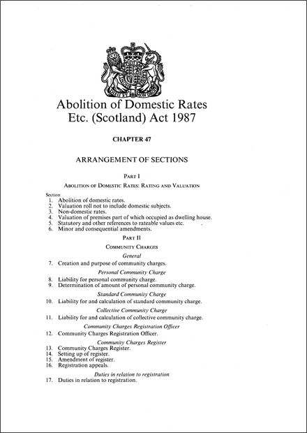 Abolition of Domestic Rates Etc. (Scotland) Act 1987