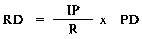 Formula - RD equals (IP divided by R) multiplied by PD