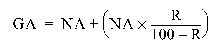 Formula - GA equals NA plus (NA multiplied by (R divided by (100 minus R)))