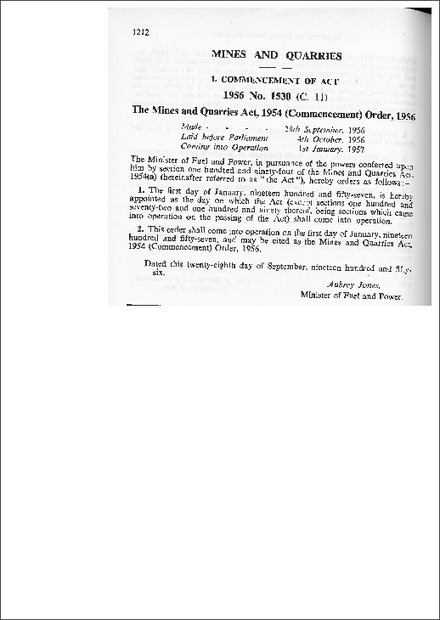 The Mines and Quarries Act,1954 (Commencement) Order,1956