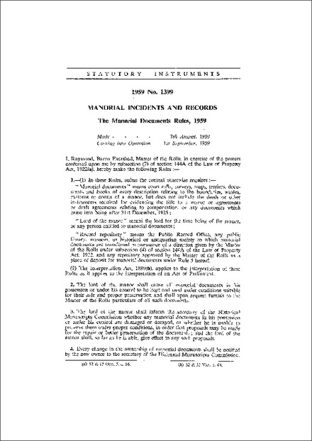 The Manorial Documents Rules, 1959
