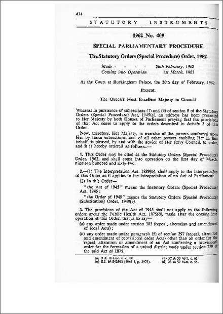 The Statutory Orders (Special Procedure) Order, 1962