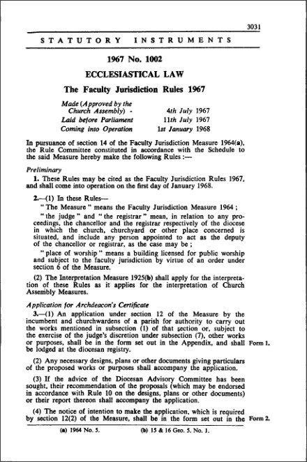 The Faculty Jurisdiction Rules 1967