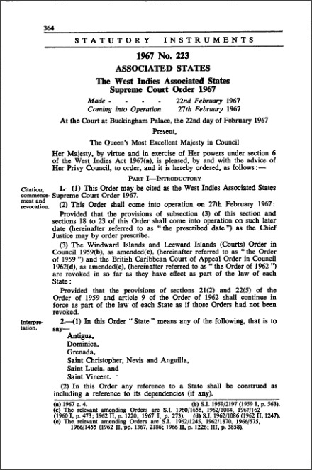 The West Indies Associated States Supreme Court Order 1967