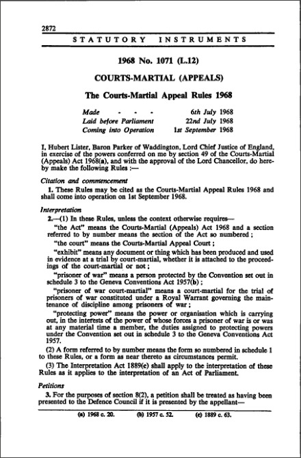 The Courts-Martial Appeal Rules 1968