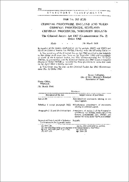 The Criminal Justice Act 1967 (Commencement No.3) Order 1968