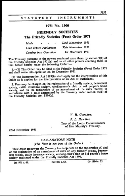 The Friendly Societies (Fees) Order 1971