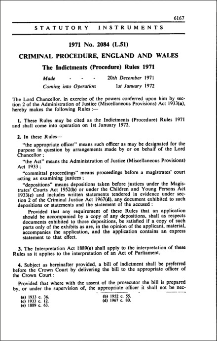 The Indictments (Procedure) Rules 1971