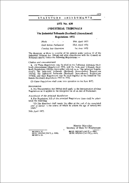 The Industrial Tribunals (Scotland) (Amendment) Regulations 1972