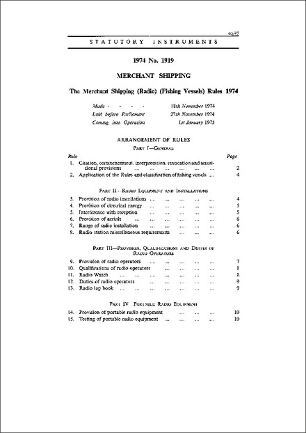 The Merchant Shipping (Radio) (Fishing Vessels) Rules 1974