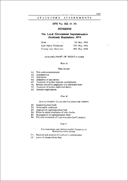 The Local Government Superannuation (Scotland) Regulations 1974