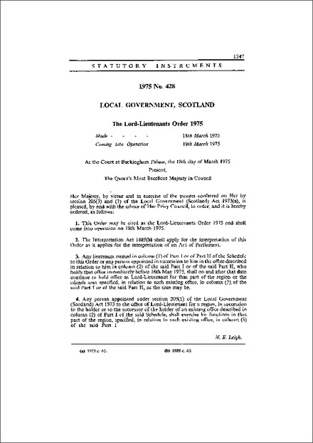 The Lord-Lieutenants Order 1975