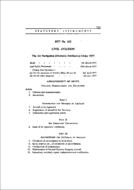 The Air Navigation (Overseas Territories) Order 1977