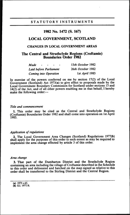 The Central and Strathclyde Regions (Croftamie) Boundaries Order 1982