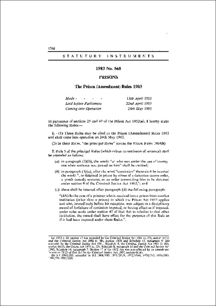 The Prison (Amendment) Rules 1983