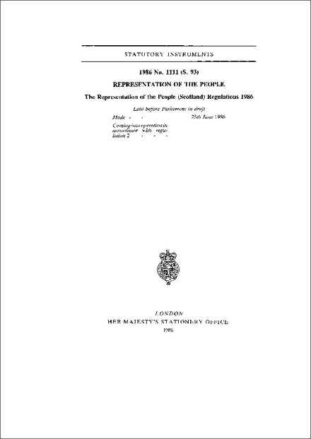 The Representation of the People (Scotland) Regulations 1986