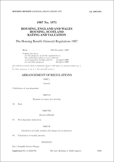 The Housing Benefit (General) Regulations 1987