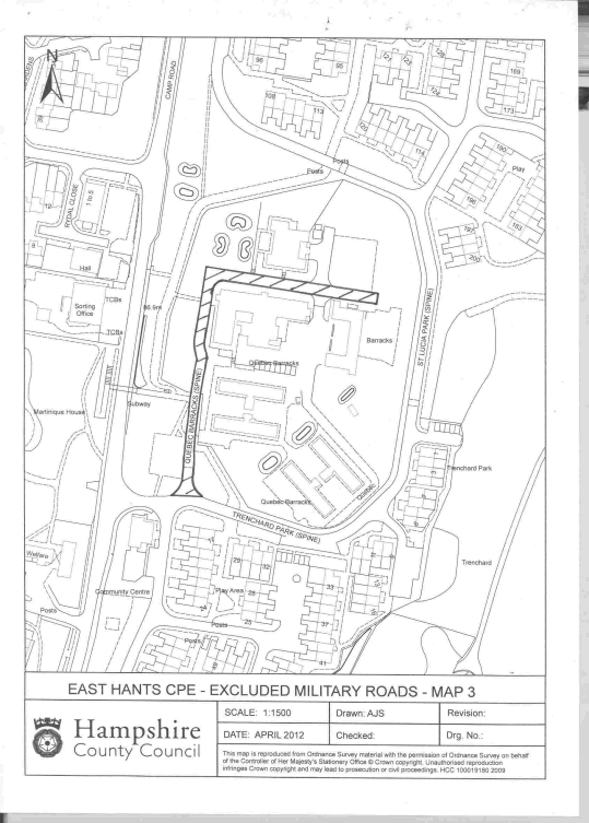 Map 3 Bordon excluded roads