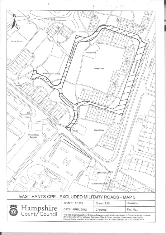 Map 5 Bordon excluded roads